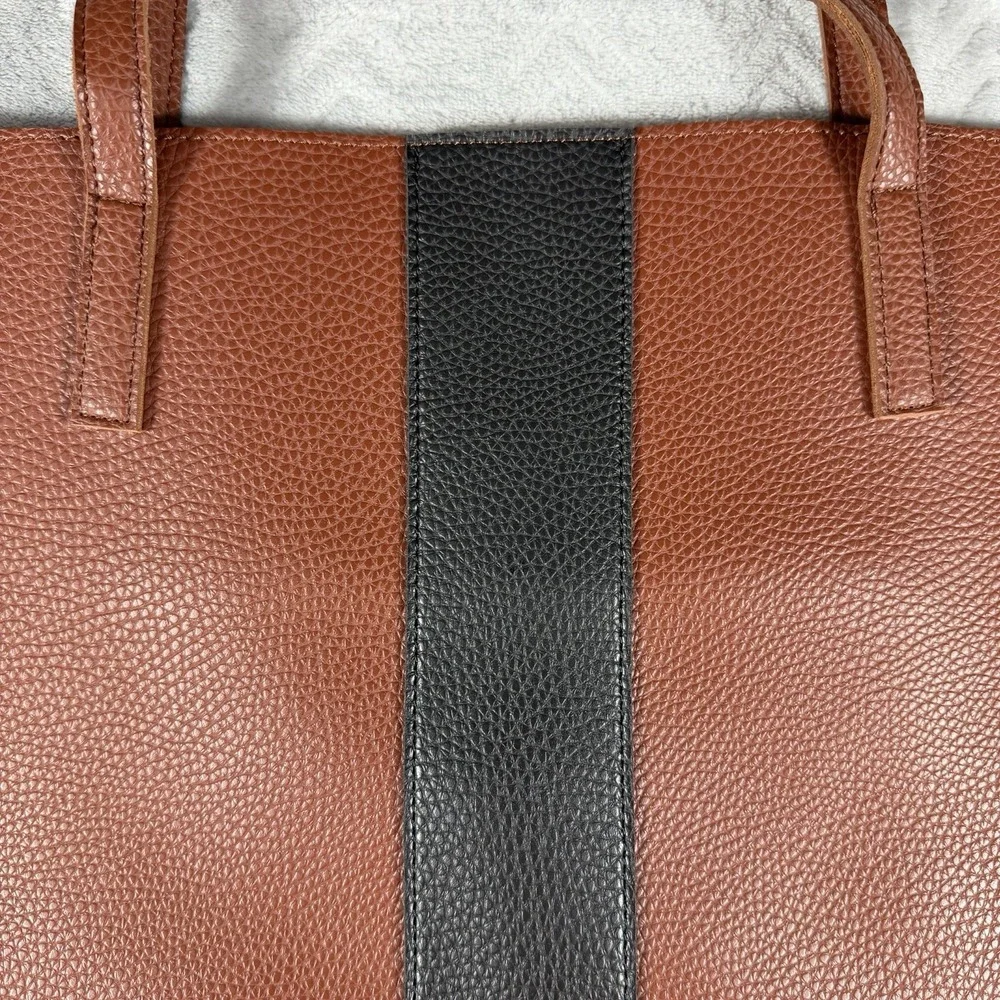 Vince Camuto: Large‎ Vegan Leather Tote Bag Carryall with a Black Stripe